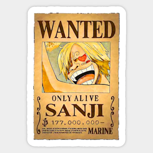 Vinsmoke Sanji Wanted Poster - 177.000.000 berries Sticker by ManimeXP